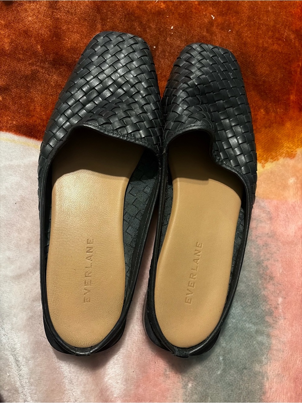 Everlane Black Woven Leather Mules